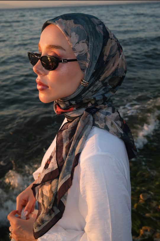 Olive Viscon Eşarp-Petrol